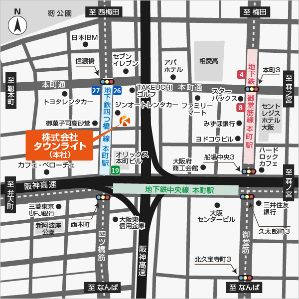 地図：大阪本社